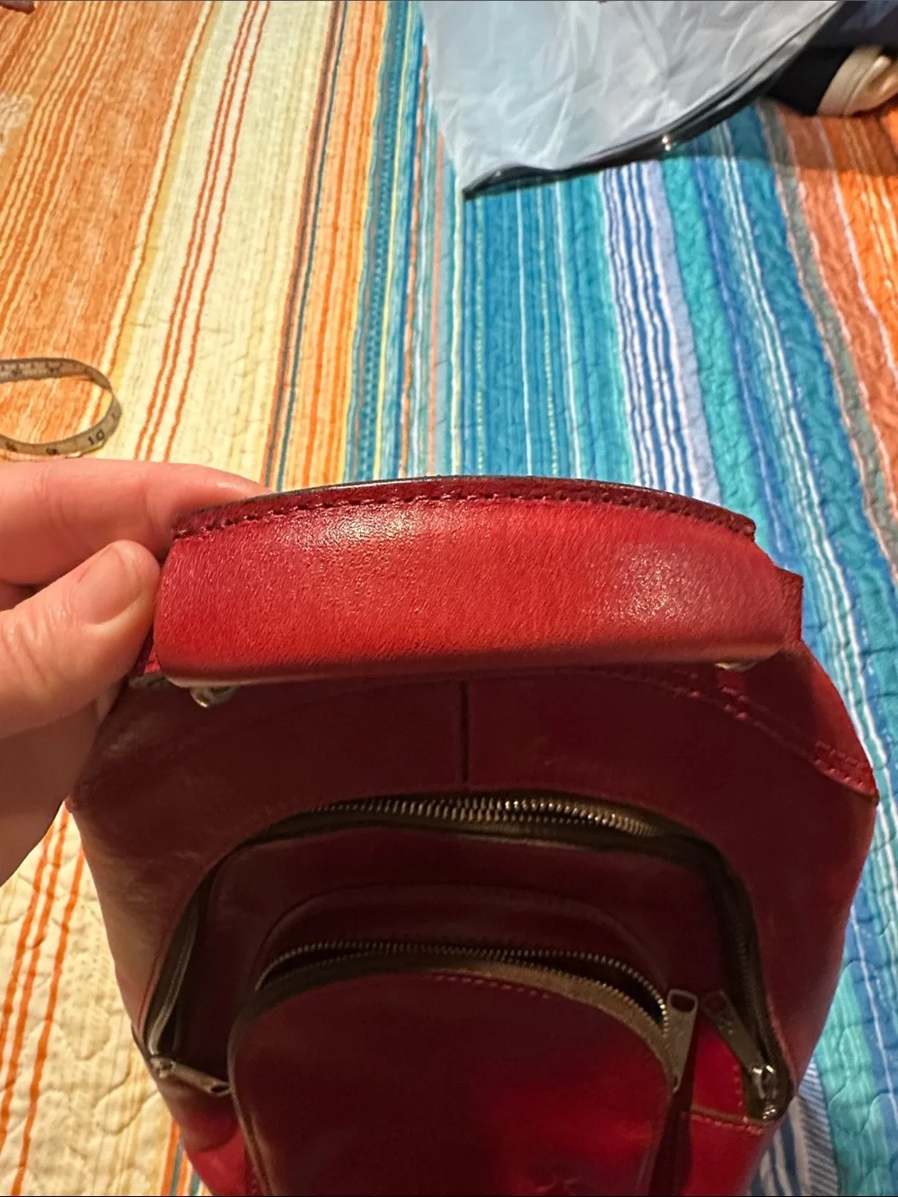 Patricia Nash Red Leather Mini Backpack